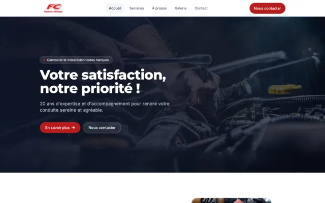 Page d’accueil du site FC Carrosserie