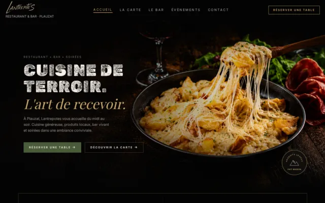 Page d’accueil du site Lantrepotes Plauzat, sur ordinateur