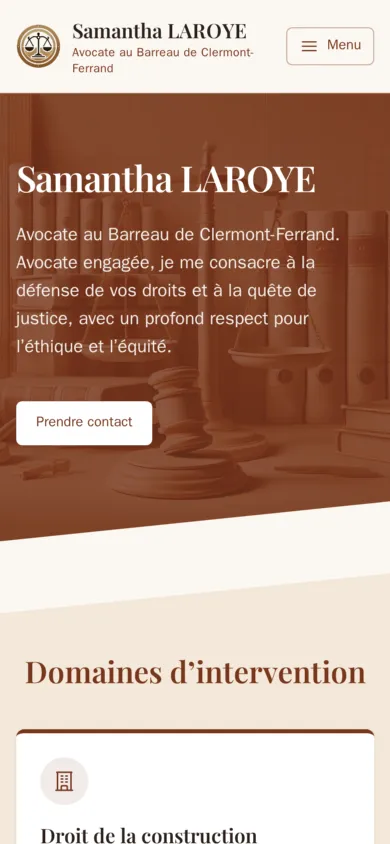 Le site Samantha Laroye, avocate sur téléphone