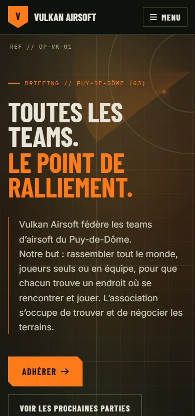 Le site Vulkan Airsoft sur téléphone